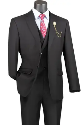 Vinci Men's Modern Fit 3 Piece Suit Bold Solid Colors