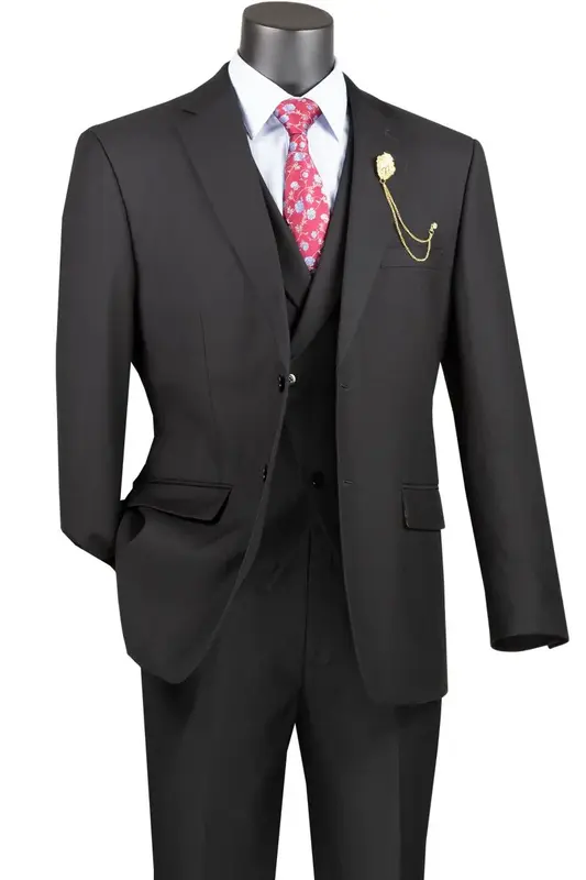Vinci Men's Modern Fit 3 Piece Suit Bold Solid Colors
