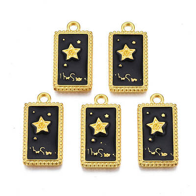 Rack Plating Golden Alloy Enamel Pendants