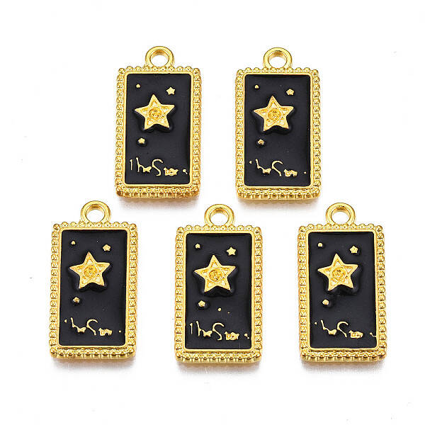 Rack Plating Golden Alloy Enamel Pendants