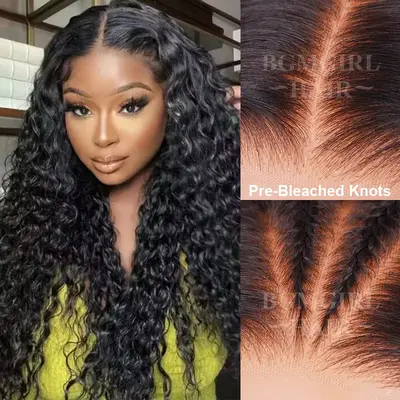 Pre-Bleached Water Wave Wear Go Wig 7x5 HD Lace Closure 180% Density
