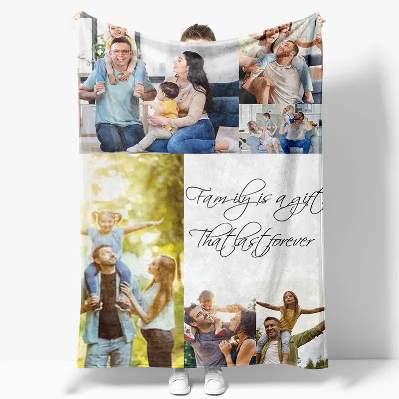 Aperturee Personalized Sweet Family Stitched Photos Blanket | Photo Throw Blanket | Custom Blanket With Pictures | Custom Mad...