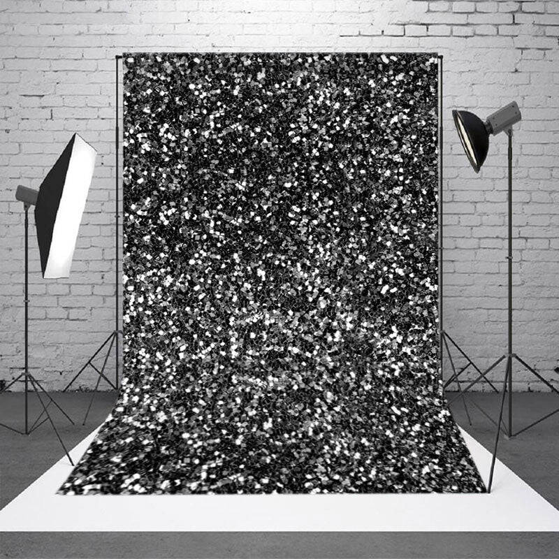 Aperturee Simple Black Silver Dot Glitter Photography Backdrop - Aperturee