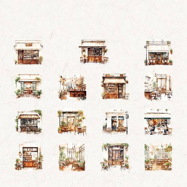 30Pcs 15 Styles PET Stickers