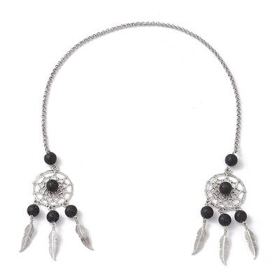 Woven Net/Web with Feather Alloy Pendant Decorations