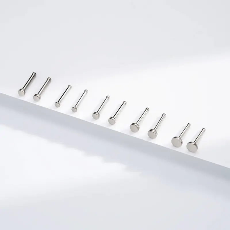 2PCS Flat Top Titanium Nose Stud Set - 18G/1.0mm / 2mm