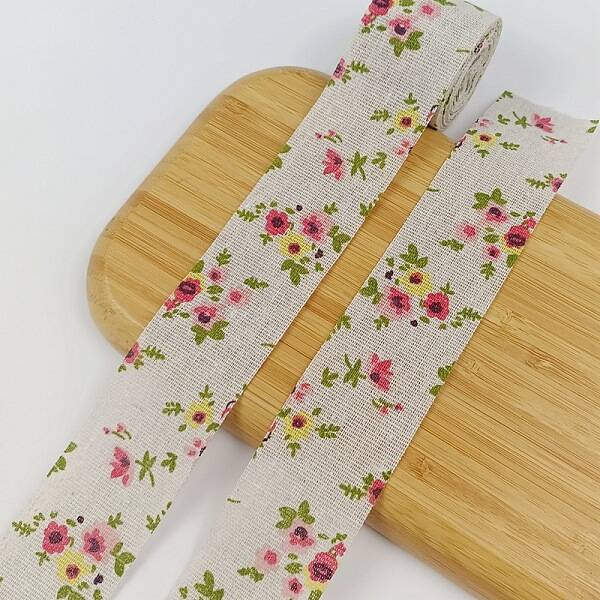 40M Cotton Linen Printed Ribbons
