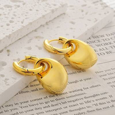 Teardrop Brass Hoop Earrings for Women