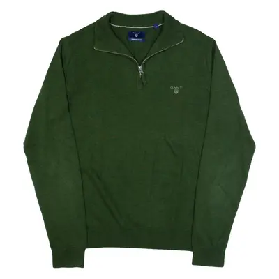 GANT Mens Jumper Green 1/4 Zip Tight Knit M