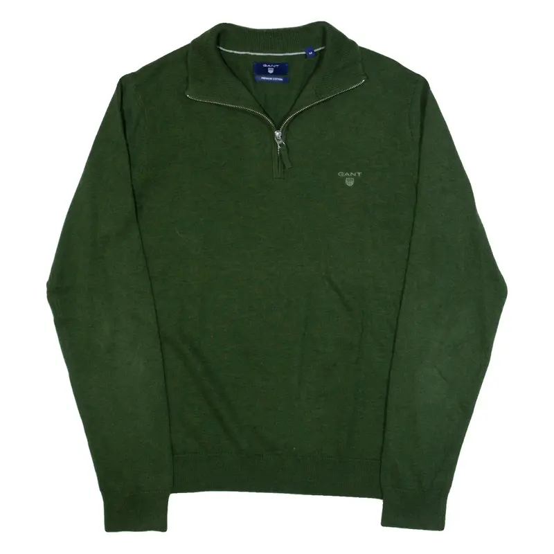GANT Mens Jumper Green 1/4 Zip Tight Knit M