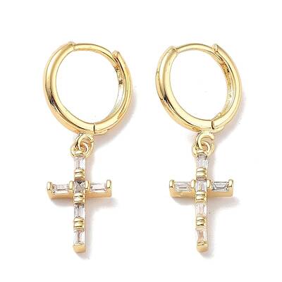 Real 18K Gold Plated Brass Dangle Hoop Earrings