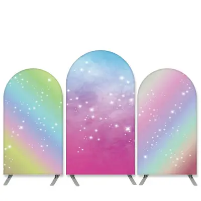 Aperturee Colorful Rainbow Theme Glitter Birthday Arch Backdrop Kit | Round Arch Backdrop Cover | Custom Chiara Arched Covers...