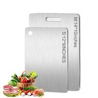 Stainless Steel Cutting Board, 2 Counts Non-slip Double Sided Food-grade Chopping Board for Meat & Vegetable & Fruit, Boards,...