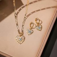 Jewlia Turkish Evil Eye Earrings Necklace 14K Gold Plated Jewelry Set, Vintage Cubic Zirconia Jewelry Set for Women Girls Par...