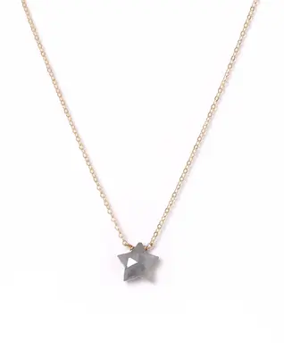 Star Necklace | Metal Color: Gold | Color: Grey