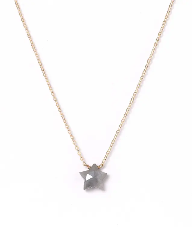 Star Necklace | Metal Color: Gold | Color: Grey