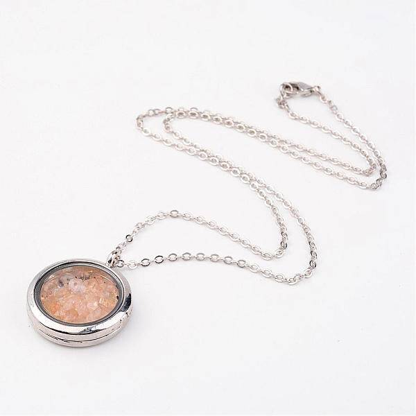Natural Citrine Alloy Pendant Necklaces