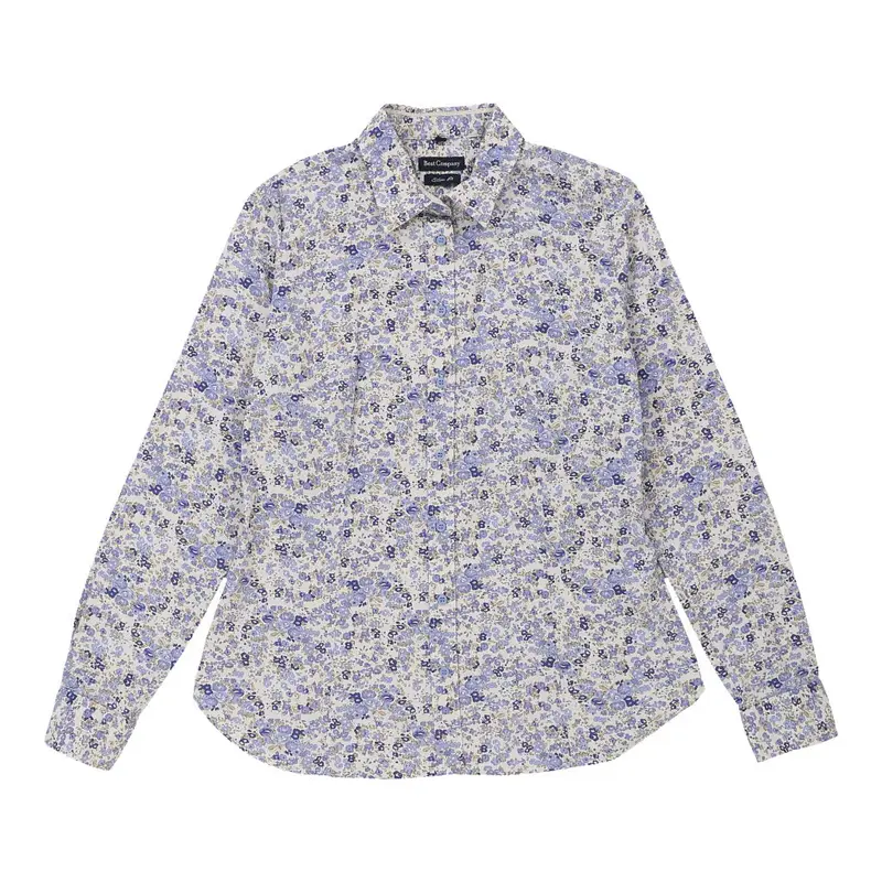 Best Company Floral Patterned Shirt - Large Blue Cotton | Size: large