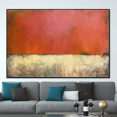 Large Original Oil Paintings Abstract Red Wall Art Abstract Yellow Painting Contemporary Art Painting Canvas | EVENING SUNSET