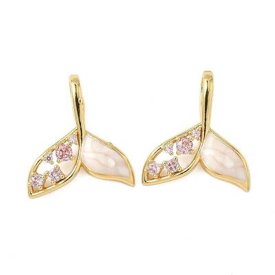 Brass Micro Pave Clear Cubic Zirconia Shell Pendants