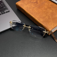 Rimless Chrome Frame EyeGlasses – Unisex Clear Eyewear with Blue Light Protection, Anti-Dust & Anti-Fatigue Features, Styli...