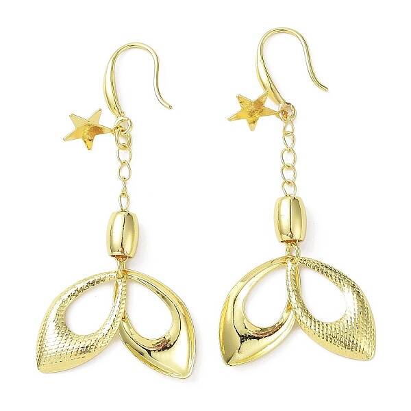 Rack Plating Brass Star & Horse Eye Dnagle Earrings