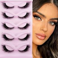 Cat Eye False Eyelashes, 5 Pairs Natural Look Fluffy Eye Makeup Strip Lashes for Women & Girls Eye Makeup Enhancement for Par...
