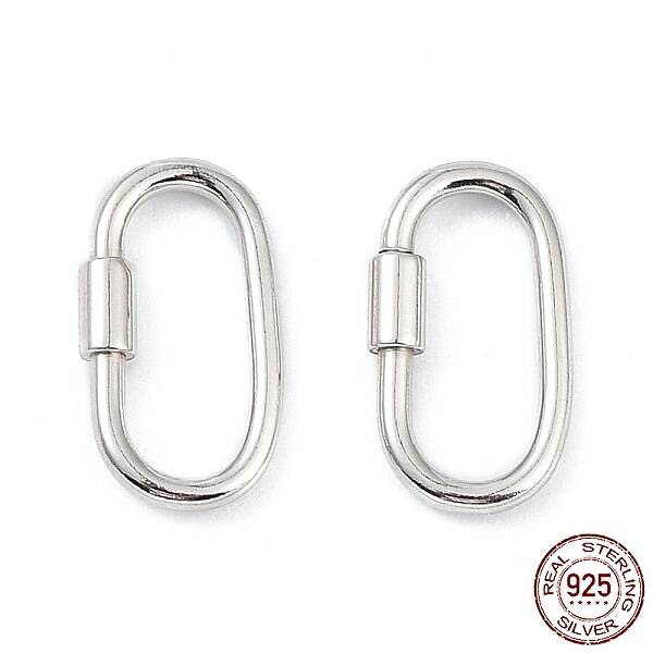 Anti-Tarnish Rhodium Plated 925 Sterling Silver Locking Carabiner Clasps