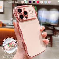 Curly Wave Frame Shape Case for iPhone 16 15 14 13 12 11 Pro Max Plating Wavy Edge Soft TPU Bumper Case Raised Camera Protect...