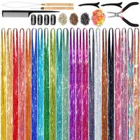 Hair Tinsel, 22 Colors Hair Tinsel Kit for Girls 6600 Strands Fairy Tinsel Hair Extensions Holographic Hair Tinsel Heat Resis...