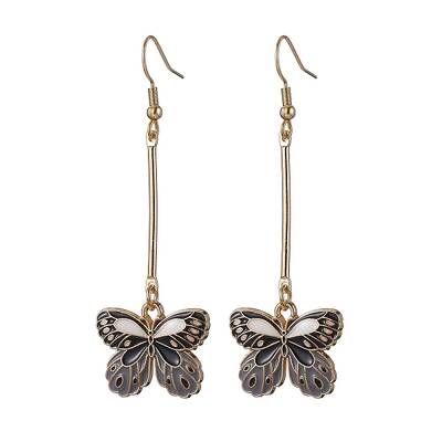 Alloy Enamel Butterfly Dangle Earrings