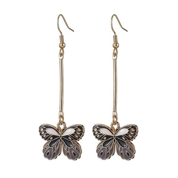 Alloy Enamel Butterfly Dangle Earrings