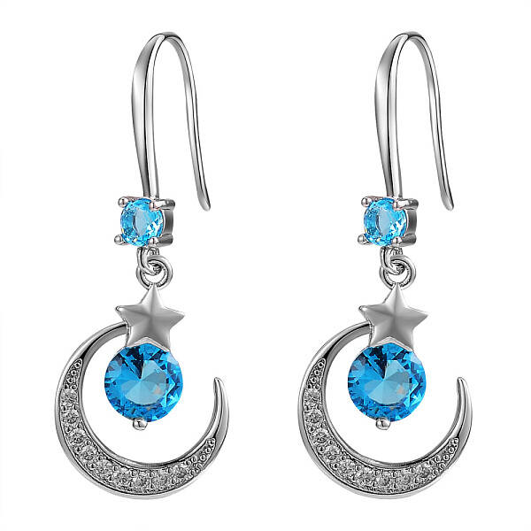 Crescent Moon & Star Drop Earrings