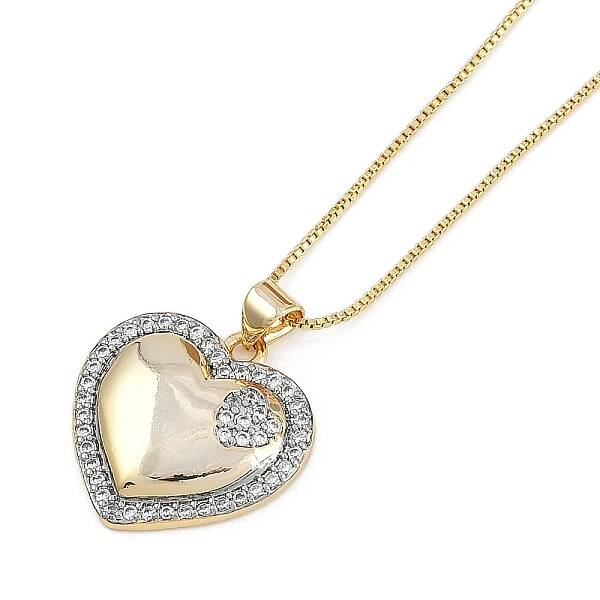 Brass Micro Pave Clear Cubic Zirconia Pendant Box Chain Necklaces for Women