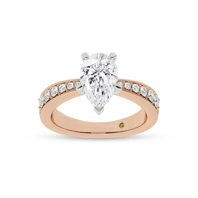 Rome Classic Pavé Set Pear Shape Lab Grown Diamond Engagement Ring | 18K Rose Gold 3 7/8 CT. TW.
