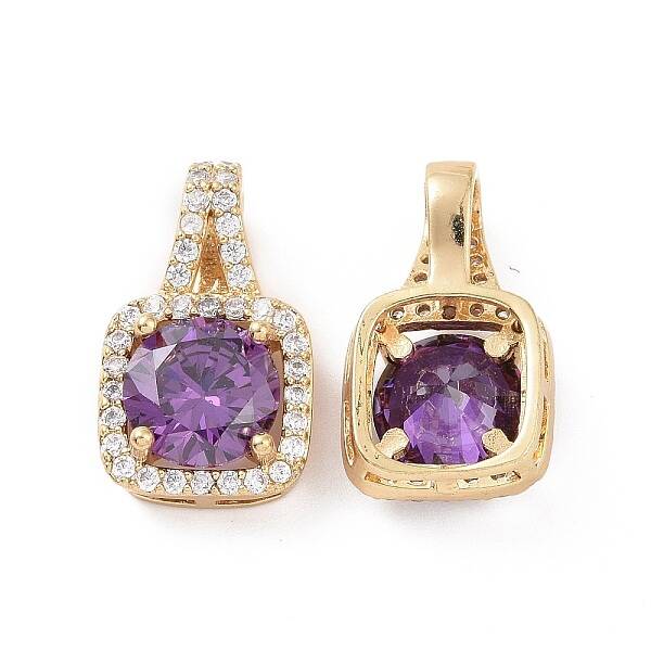 Brass Micro Pave Cubic Zirconia Pendants