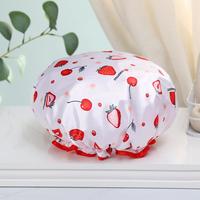 Double Layer Waterproof Shower Cap, 1 Count Reusable Shower Cap, Bathroom Hair Cover, Bathroom Supplies, Home Supplies