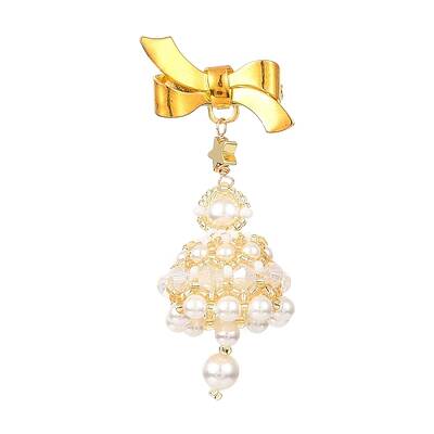 Shell Pearl Beaded Bell Pendant Brooch