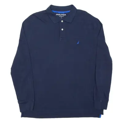 NAUTICA Mens Polo Shirt Blue Long Sleeve L