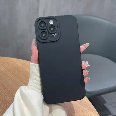 Minimalist Solid Color TPU Phone Case With Lens Protector, 1 Count Shockproof Cellphone Protective Cover, Phone Cases for i...