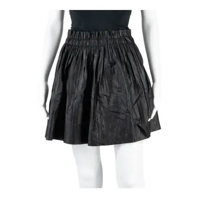 VOGUE FASHION Faux Leather Womens Pleated Skirt Black Short Viscose UK 4