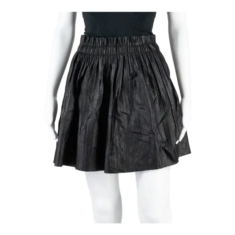 VOGUE FASHION Faux Leather Womens Pleated Skirt Black Short Viscose UK 4