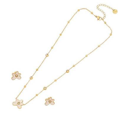 304 Stainless Steel Micro Pave Cubic Zirconia Pendant Necklaces & Stud Earrings Sets