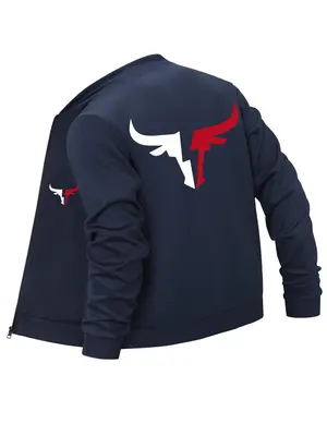 Men's Graphic Printed Zip Up Jacket, Casual Regular Fit Long Sleeve Mock Neck Zip Front Outerwear For Spring & Fall, Fashion...