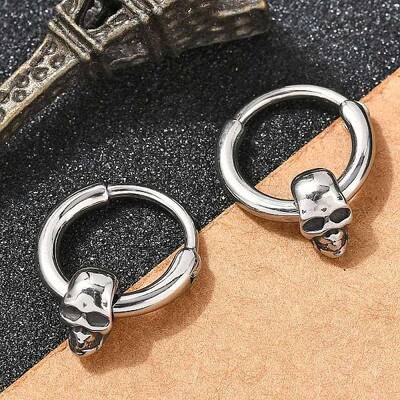 Skull 316 Surgical Stainless Steel Hoop Earrings