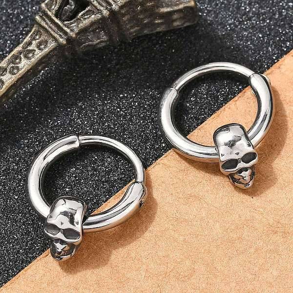 Skull 316 Surgical Stainless Steel Hoop Earrings