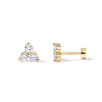 PAVOI 14K Gold Plated 925 Sterling Silver Lotus Cubic Zirconia Flat Back Earrings for Women | Cartilage Studs | Helix Piercin...
