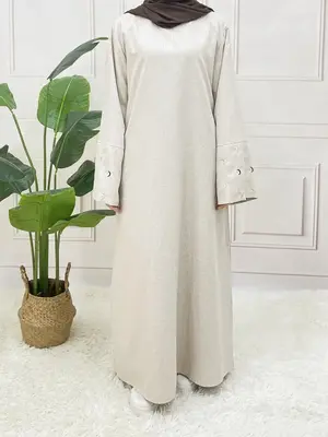 Arabic Clothing-moon Embroidering Belted Flounce Sleeve Arabian Dress, Modest Long Sleeve Round Neck Abaya for Women, Women's...