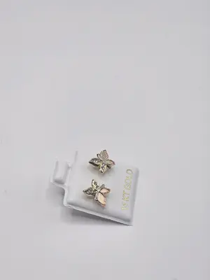 14k Butterfly Gold Earrings - Elegant Design in 14 KT Gold Finish