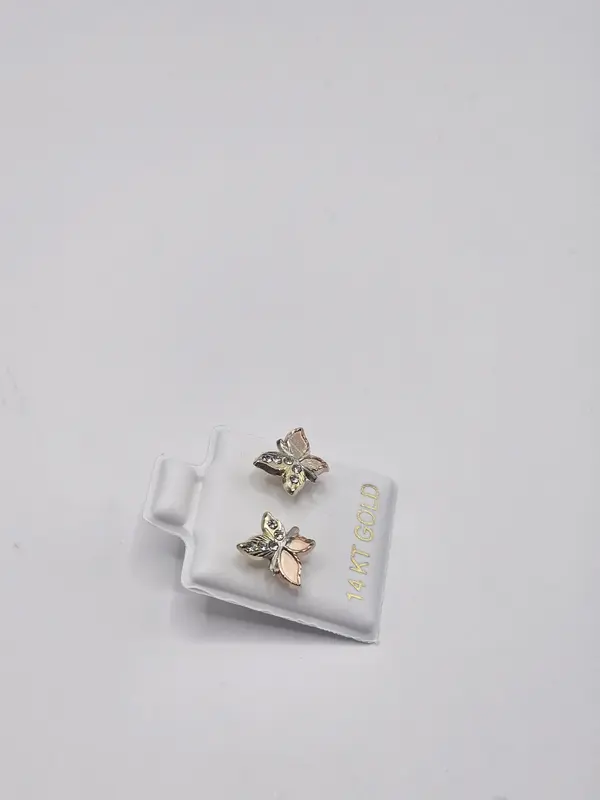 14k Butterfly Gold Earrings - Elegant Design in 14 KT Gold Finish